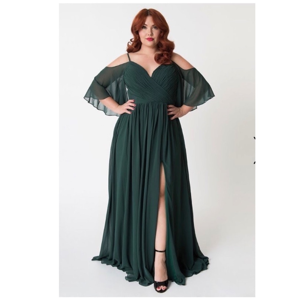 Unique Vintage Emerald Green Prom Dress